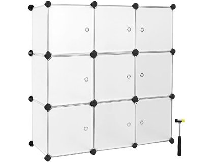 Úložný organizér, 9 boxů, 93 x 31 x 93 cm, bílý