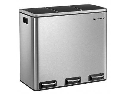 Odpadkový koš, 3 x 18 l, stříbrný a černý