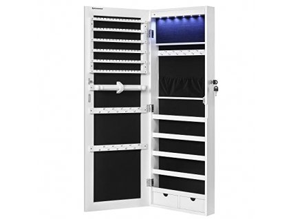 Zrcadlová skříňka na šperky, 37 x 9,3 x 108 cm, bílá