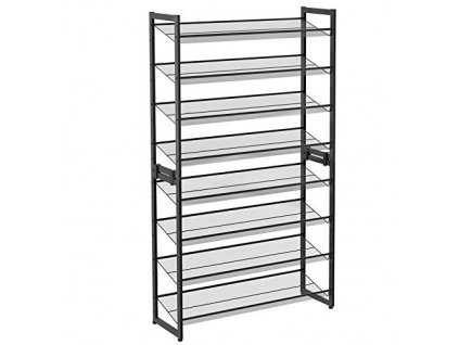 Botník, 2 kusy, 8 pater, 92,5 x 30,7 x 163,5 cm, černý