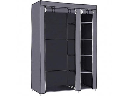 Látková šatní skříň, 110 x 45 x 175 cm, šedá