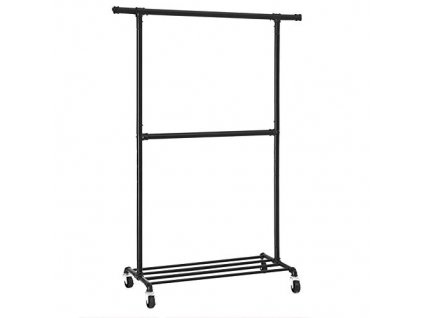 Pojízdný věšák na oděvy, 100 x 49 x 198 cm, černý