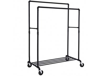 Pojízdný věšák na oděvy, 100 x 59 x 162 cm, černý