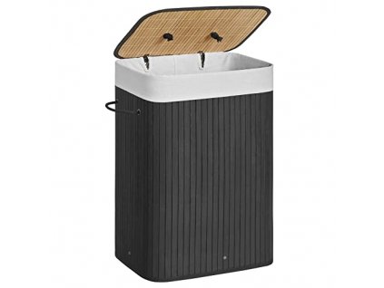 Koš na prádlo, 40 x 30 x 60 cm, 1 oddíl, 72 l, černý