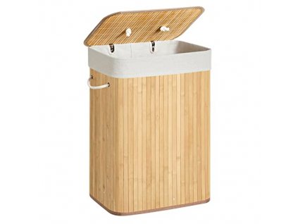 Koš na prádlo, 40 x 30 x 60 cm, 1 oddíl, 72 l, přírodní a černý