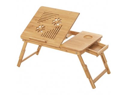 Skládací stolek na notebook, 67-75 x 35 x 21-29 cm, přírodní