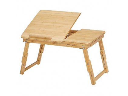 Skládací stolek na notebook, 65-75 x 34,5 x 21-29 cm, přírodní