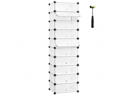 Úložný organizér, 10 boxů, 48 x 36 x 173 cm, bílý