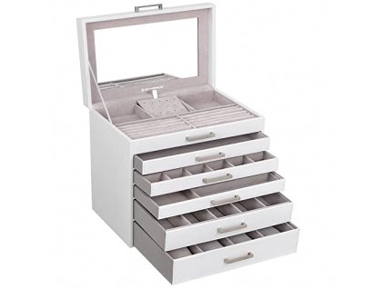 Šperkovnice, 6 pater, 30,2 x 21 x 31,4 cm, bílá