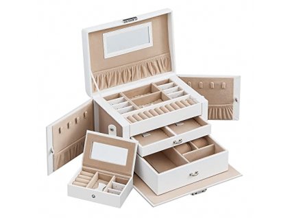 Šperkovnice, 3 patra, 26 x 18,2 x 17,4 cm, bílá