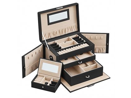 Šperkovnice, 3 patra, 26 x 18,2 x 17,4 cm, černá