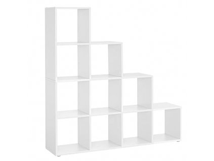 Knihovna, 10 přihrádek, 129,5 x 29 x 129,5 cm, bílá