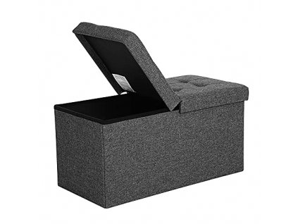 Lavice s úložným prostorem a výklopným víkem, 76 x 38 x 38 cm, tmavě šedá