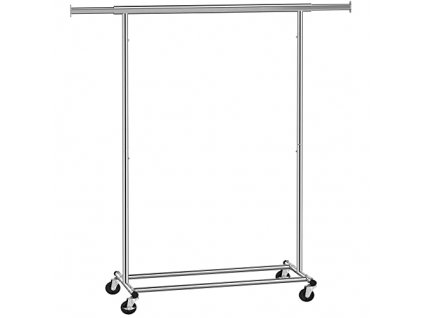 Pojízdný věšák na oděvy, 92-132 x 45,4 x 160 cm, stříbrný