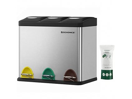 Odpadkový koš, 3 x 8 l, stříbrný