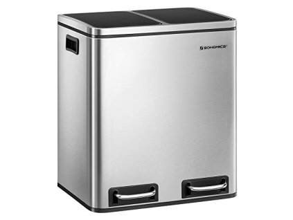 Odpadkový koš, 2 x 15 l, stříbrný a černý