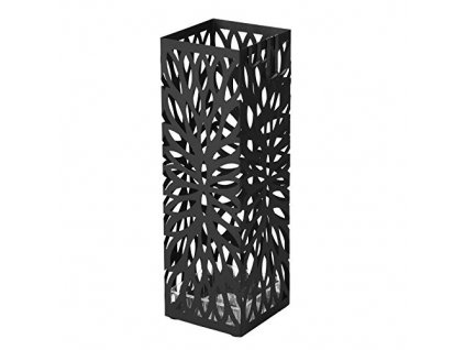 Kovový stojan na deštníky s odnímatelným odkapávačem, 15,5 x 15,5 x 49 cm, černý