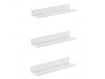 Nástěnná police, 3 kusy, 38 x 5 x 10 cm, bílá