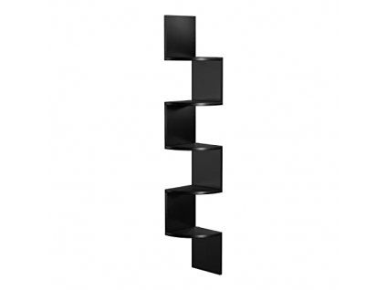 Rohový regál, 5 pater, 20 x 20 x 127,5 cm, černý