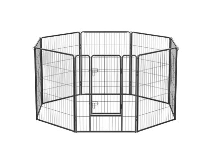 Ohrádka pro psy a štěňata, 77 x 100 cm, 8 panelů, šedá