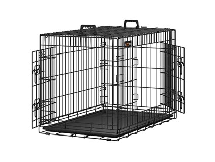 Skládací přepravka pro psy, 92,5 x 57,5 x 64 cm, 2 dveře, černá