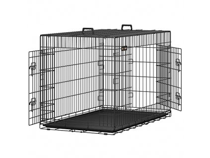 Skládací přepravka pro psy, 122 x 74,5 x 80,5 cm, 2 dveře, černá