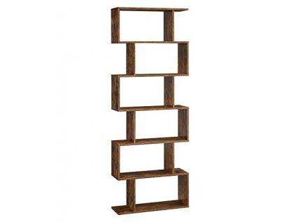 Knihovna, 6 polic, 70 x 24 x 190,5 cm, rustikální hnědá