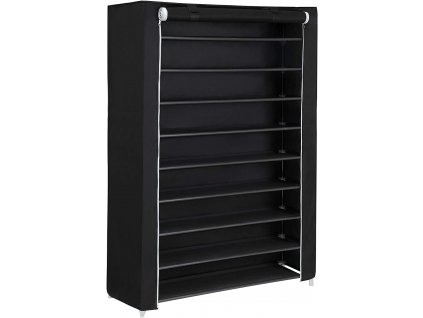 Desetipatrový botník, 100 x 28 x 162 cm, černý