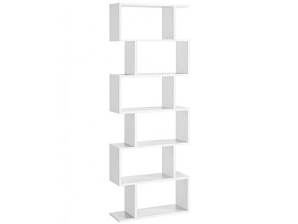 Knihovna, 6 polic, 70 x 24 x 190,5 cm, bílá