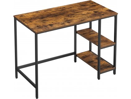 Psací stůl, 2 police, 100 x 50 x 75 cm, rustikálně hnědý a černý