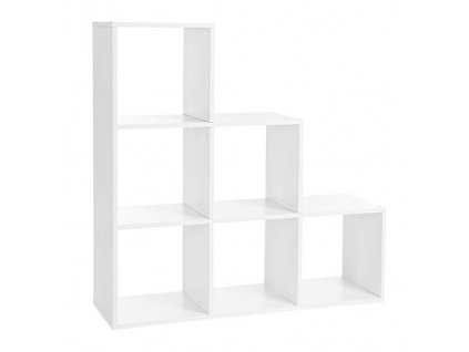 Knihovna, 6 polic, 97,5 x 29 x 97,5 cm, bílá