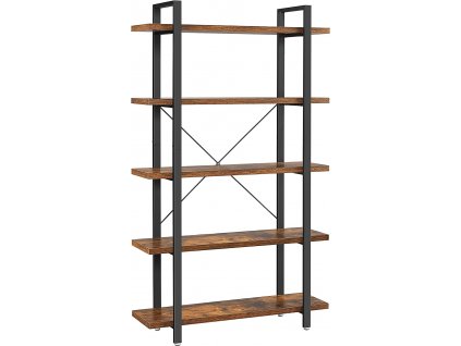 Regál, 5 pater, 105 x 33,5 x 177,5 cm, rustikálně hnědý a černý