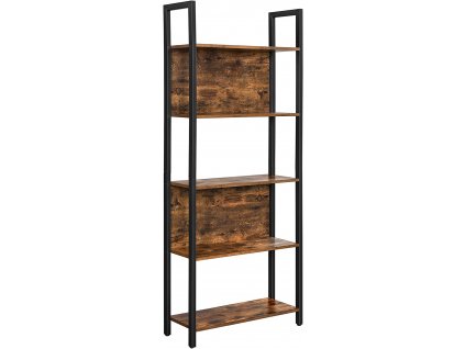 Regál, 5 polic, 62 x 24 x 165 cm, rustikálně hnědý a černý