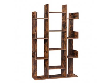 Knihovna, 13 polic, 86 x 25 x 140 cm, rustikální hnědá