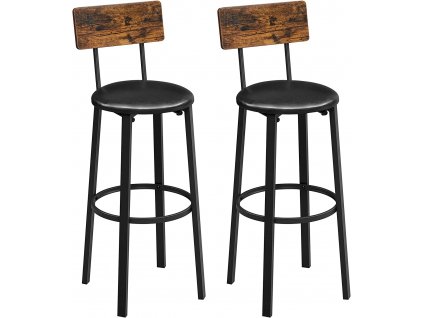 Barová židle, 2 kusy, 39 x 39 x 100 cm, rustikální hnědá a černá