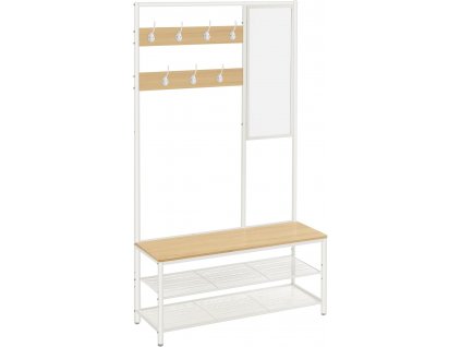 Věšák na oděvy s botníkem, 98 x 35 x 180 cm, bílý a dub