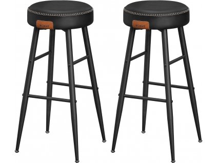 Barová židle, 2 kusy, 51,6 x 51,6 x 76,2 cm, černá