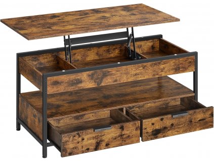 Konferenční stolek, 100 x 50 x 48-63 cm, rustikálně hnědý a černý