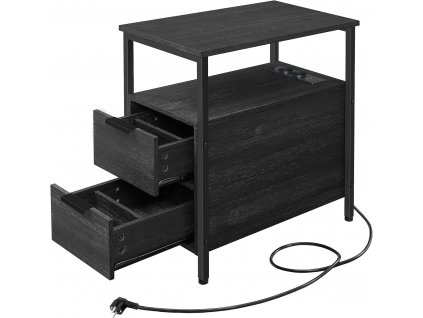 Noční stolek, 35 x 60 x 61 cm, šedý a černý