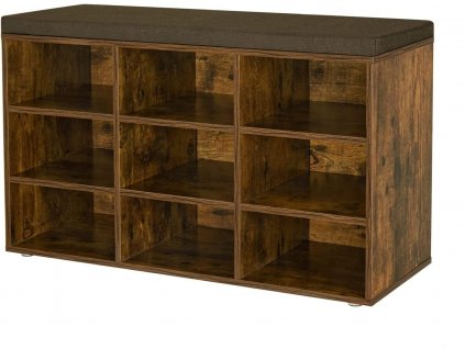 Botník, 9 přihrádek, 78,5 x 30,3 x 48 cm, rustikálně hnědý