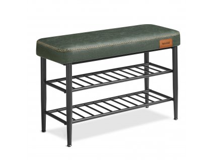 Lavice na boty, 80 x 30 x 50 cm, černá a lesní zelená