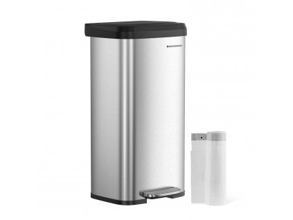Odpadkový koš, 68l, stříbrný a černý