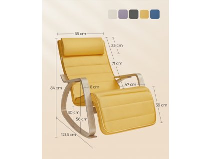 Houpací křeslo, 67 x 121,5 x 84 cm, pastelově žluté