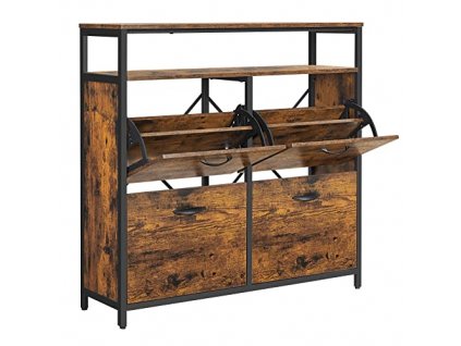 Botník, 98,3 x 30 x 95 cm, rustikálně hnědý a černý