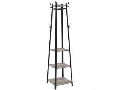 Stojanový věšák na kabáty, 43 x 43 x 180 cm, šedohnědý a černý