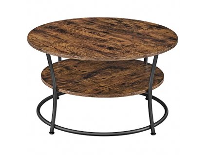 Konferenční stolek, průměr 80 cm, rustikálně hnědý a černý