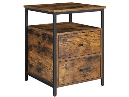 Noční stolek, 45 x 45 x 60 cm, rustikálně hnědý a černý