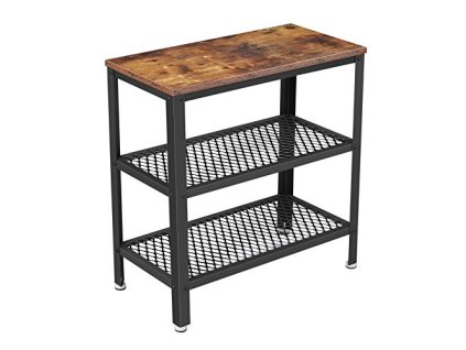 Konferenční stolek se 2 policemi, 60 x 30 x 60 cm, rustikálně hnědý