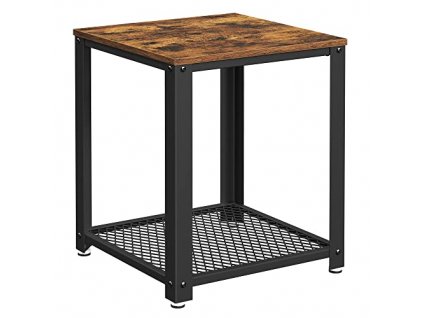 Noční stolek, 45 x 45 x 55 cm, rustikálně hnědý a černý