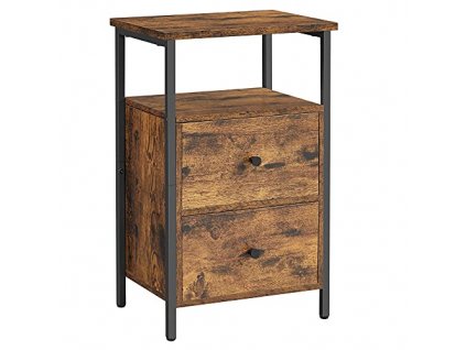 Noční stolek, 38 x 28 x 60 cm, rustikálně hnědý a černý